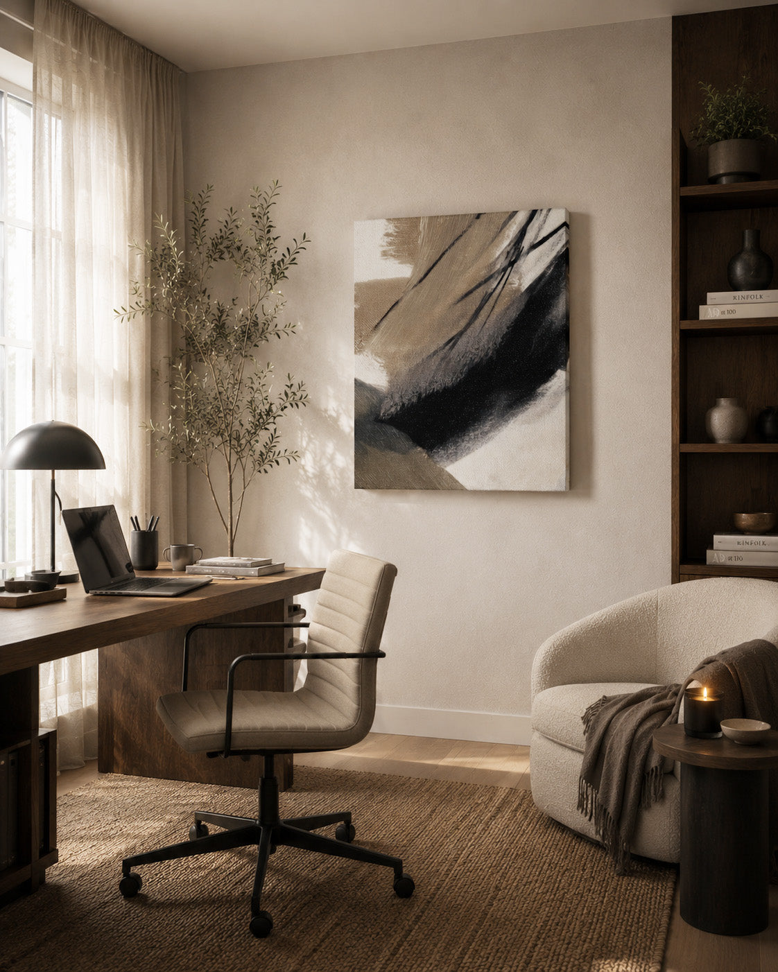 Brush Rhythm canvas wall art in a contemporary home office