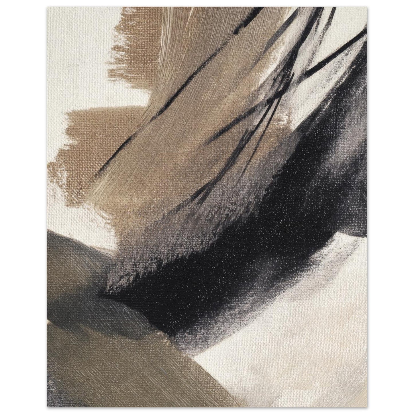 Close-up of the Brush Rhythm Japandi abstract poster showing textured brushstrokes.
