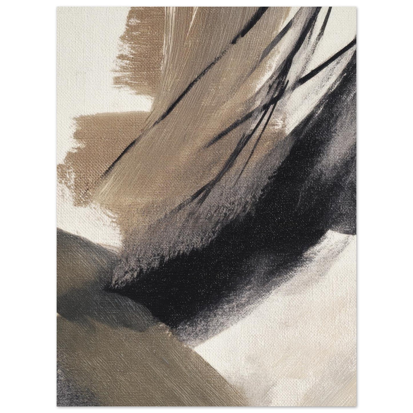 Detailed texture of the Brush Rhythm abstract poster with earthy neutral tones.