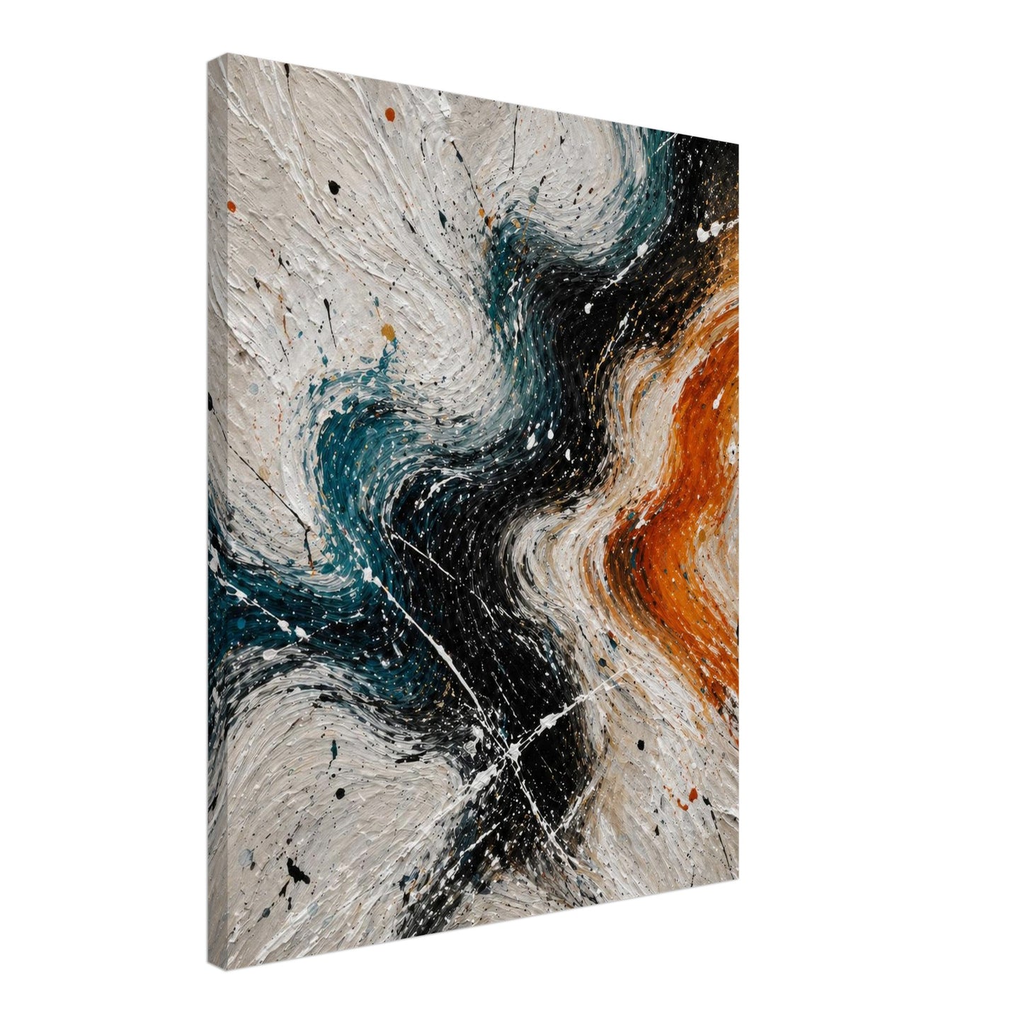 Textured abstract canvas wall art angled view showing depth and modern neutral design