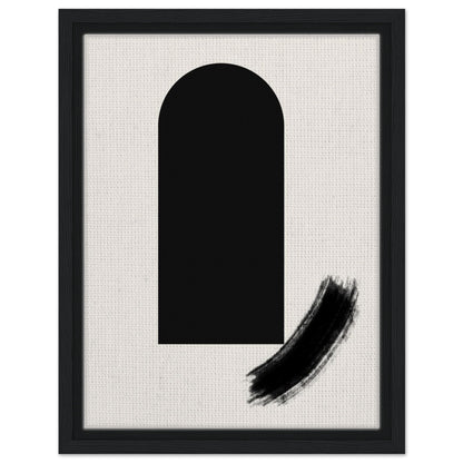 Contemporary abstract arch artwork with black gestural brush detail