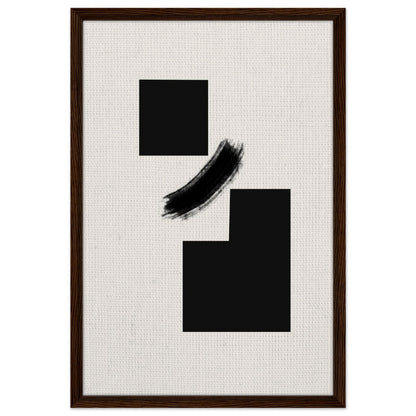 Contemporary geometric print with bold black shapes and expressive brushstroke
