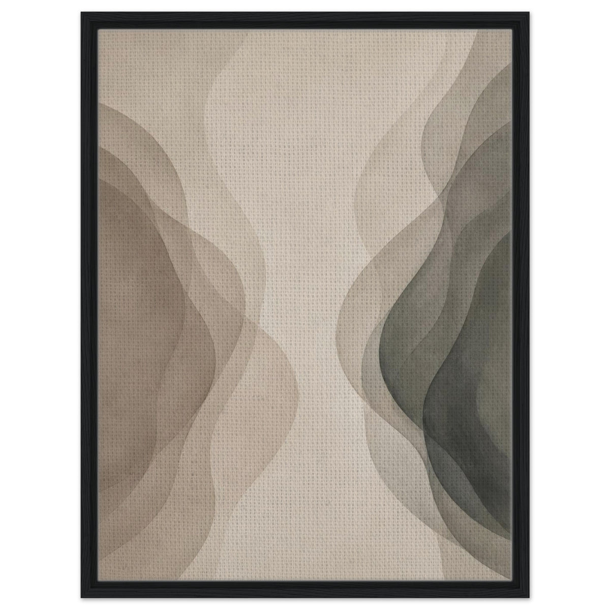 Contemporary neutral abstract artwork presented in a clean black frame