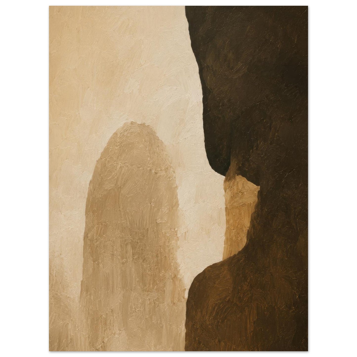 Modern minimalist abstract poster with organic earth tone composition and textured finish.