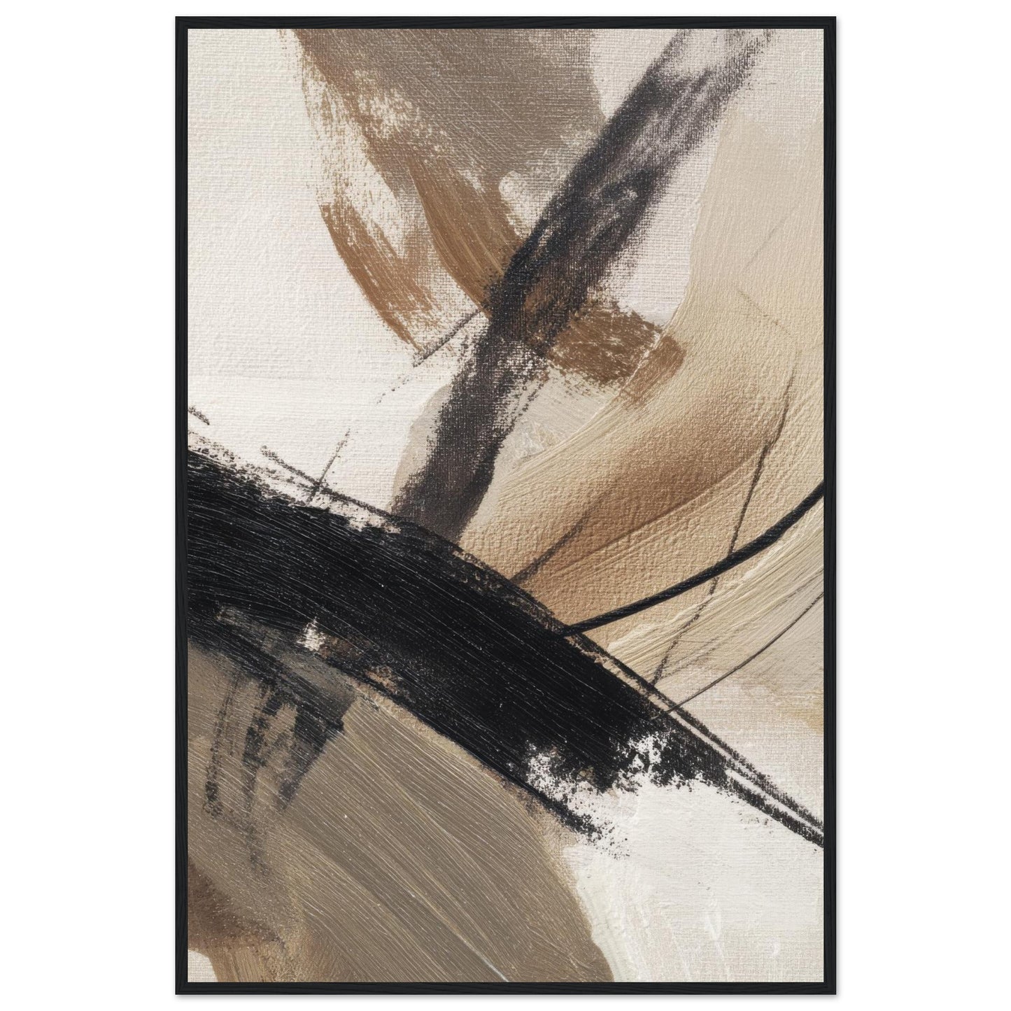 Earth Flow organic modern framed wall art in a slim black wooden frame