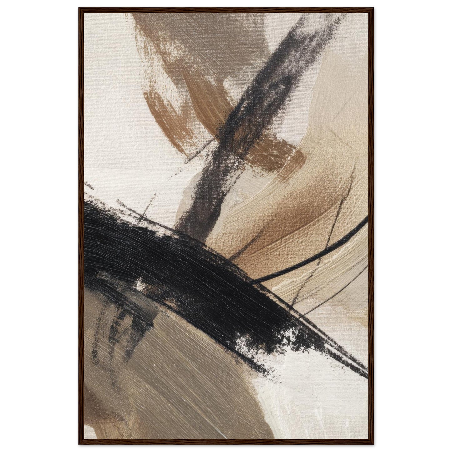 Earth Flow organic modern framed wall art in a dark brown wooden frame