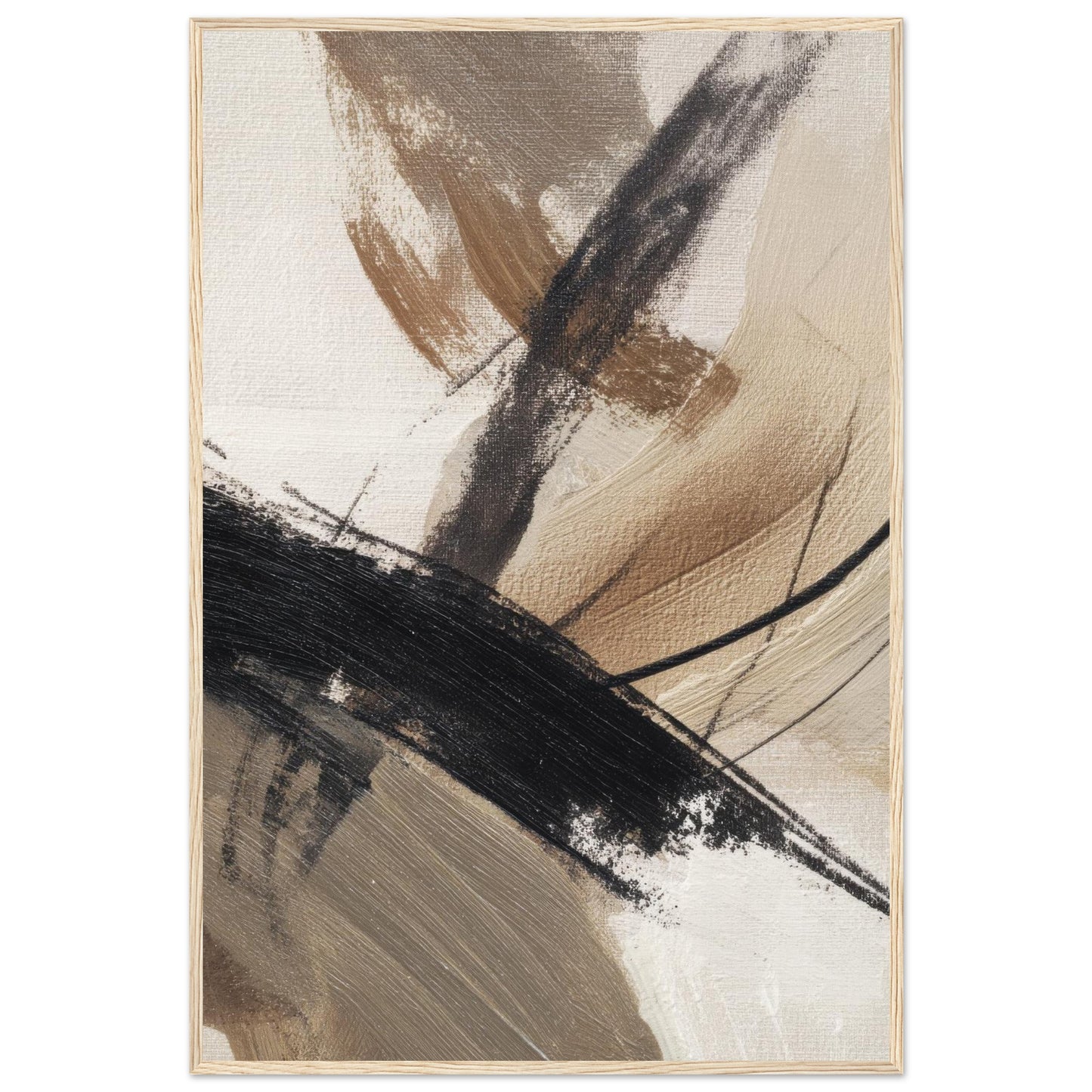 Earth Flow organic modern framed wall art in a natural wood frame