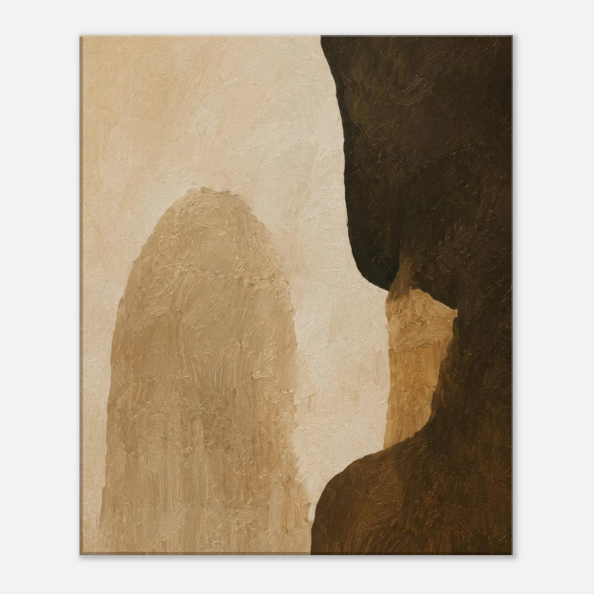 Minimalist modern canvas wall art with earthy abstract composition and warm neutral palette.