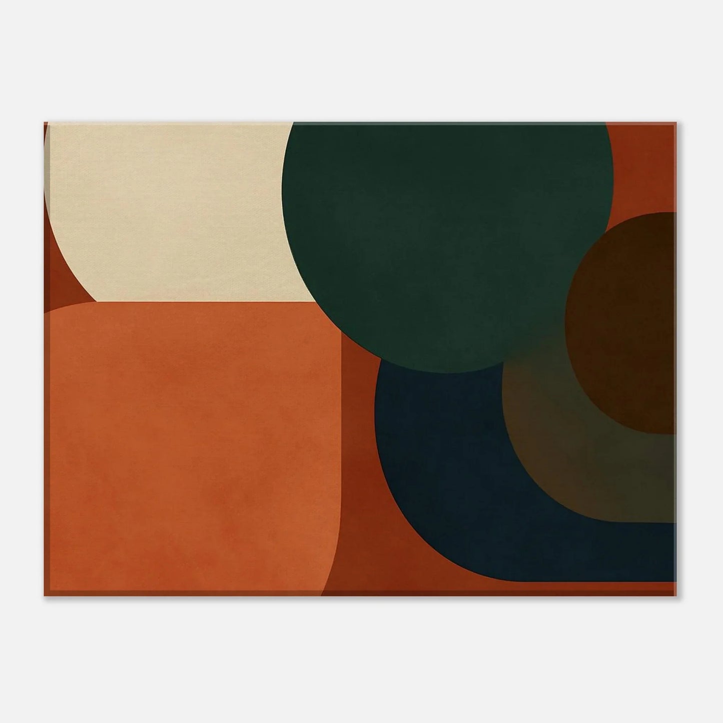 Full composition of the geometric canvas print in landscape format with overlapping rounded shapes