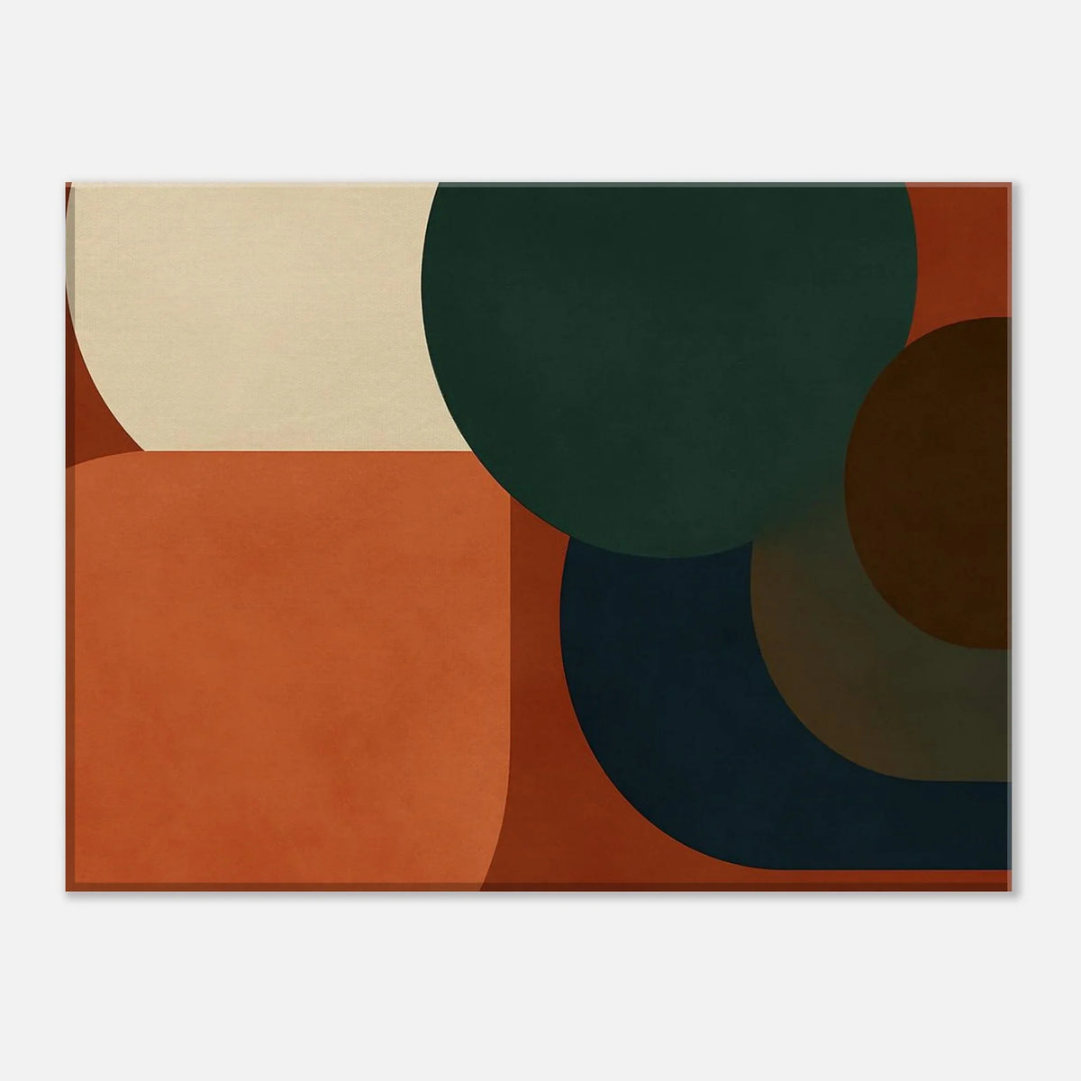 Full composition of the geometric canvas print in landscape format with overlapping rounded shapes