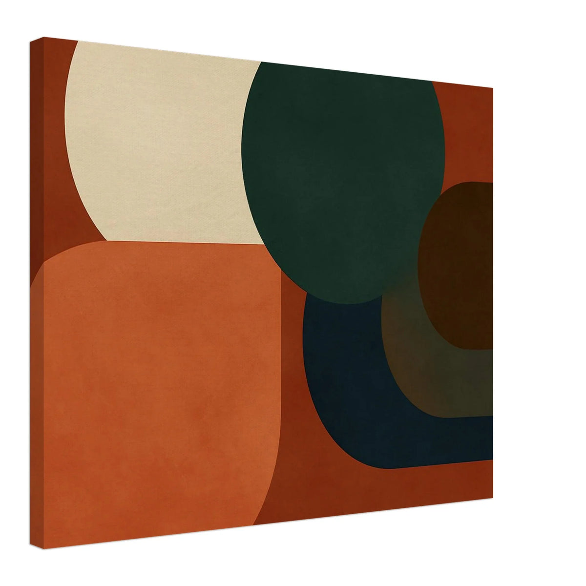 Angled side view of the gallery-wrapped canvas showing the printed edge and 4 cm deep wooden frame
