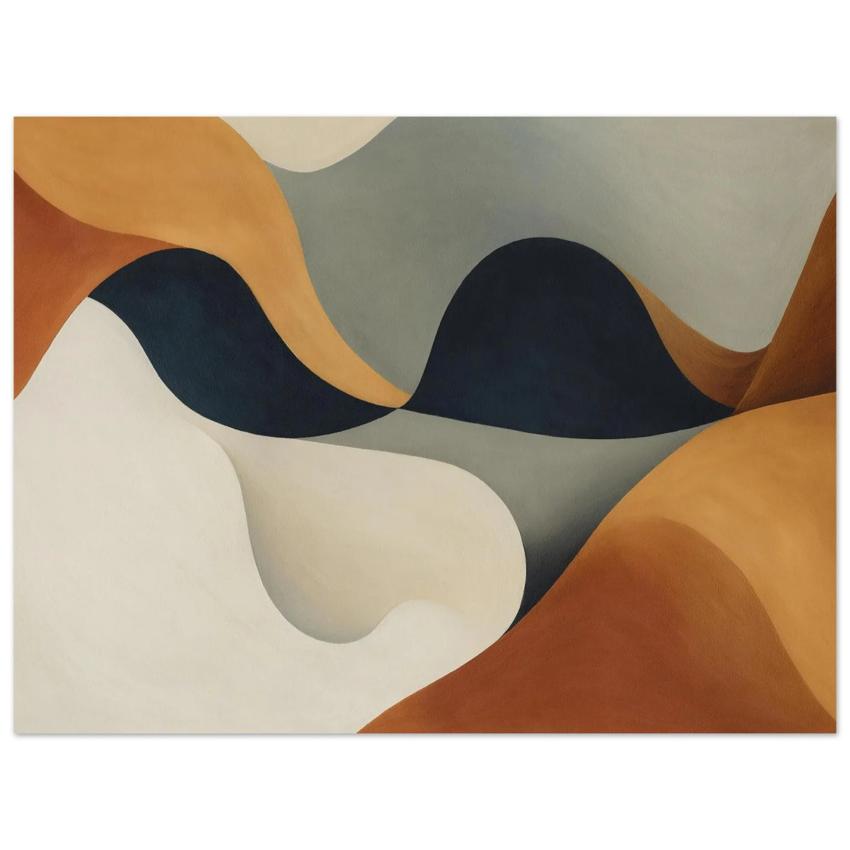 Full composition of the abstract art poster in landscape format with layered organic forms