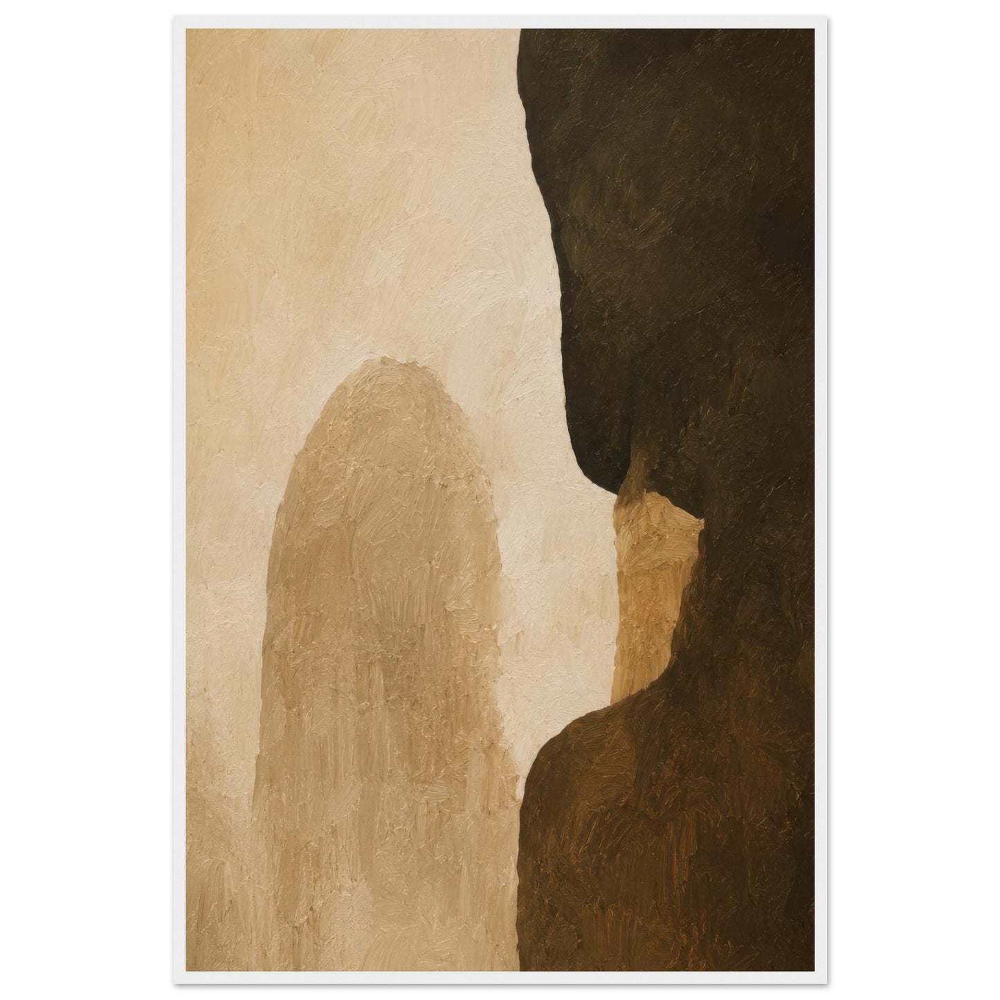 Modern beige and brown abstract poster for minimalist interior design