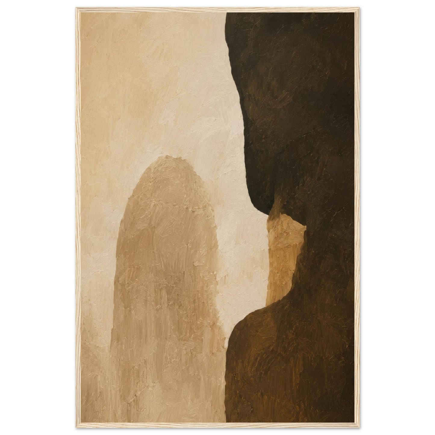 Neutral abstract wall art print with organic shapes and warm earth tones