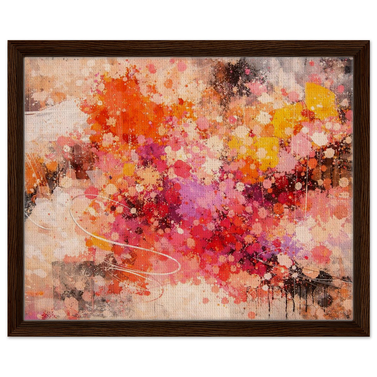Ember Bloom colorful abstract canvas wall art in a black frame