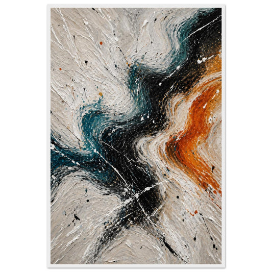 Neutral abstract framed wall art with textured brush strokes modern home decor
