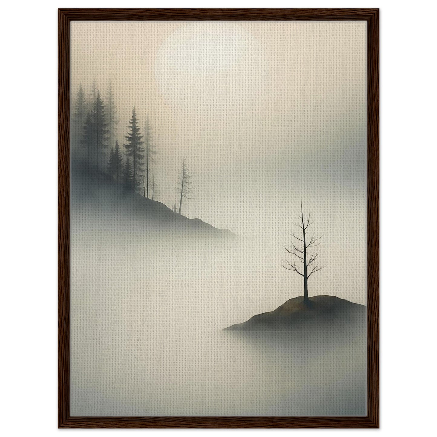 foggy-pine-forest-art-dark-wood-frame