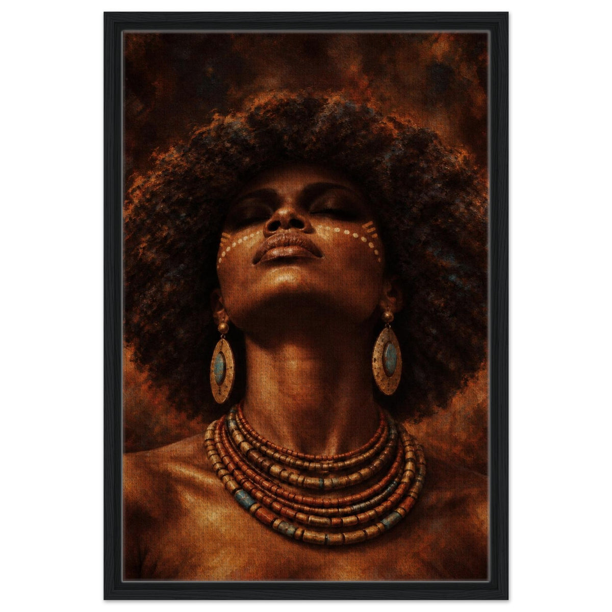 Golden Aura portrait canvas in a black floating frame