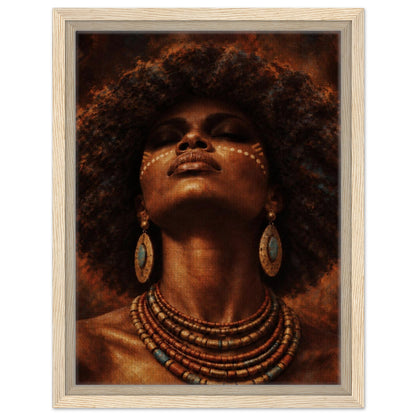 Golden Aura framed canvas in a light wood frame