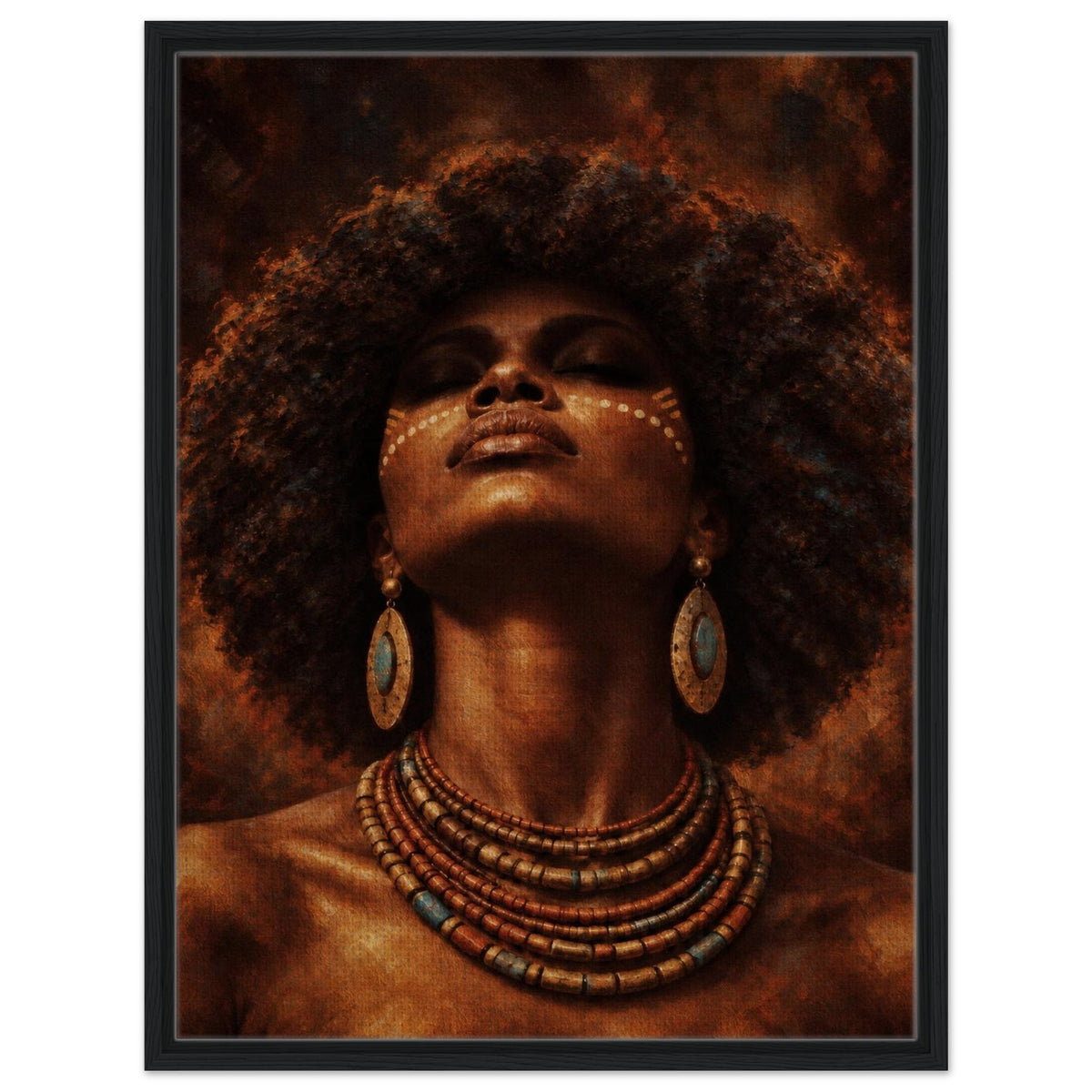 Golden Aura framed canvas wall art in a black frame