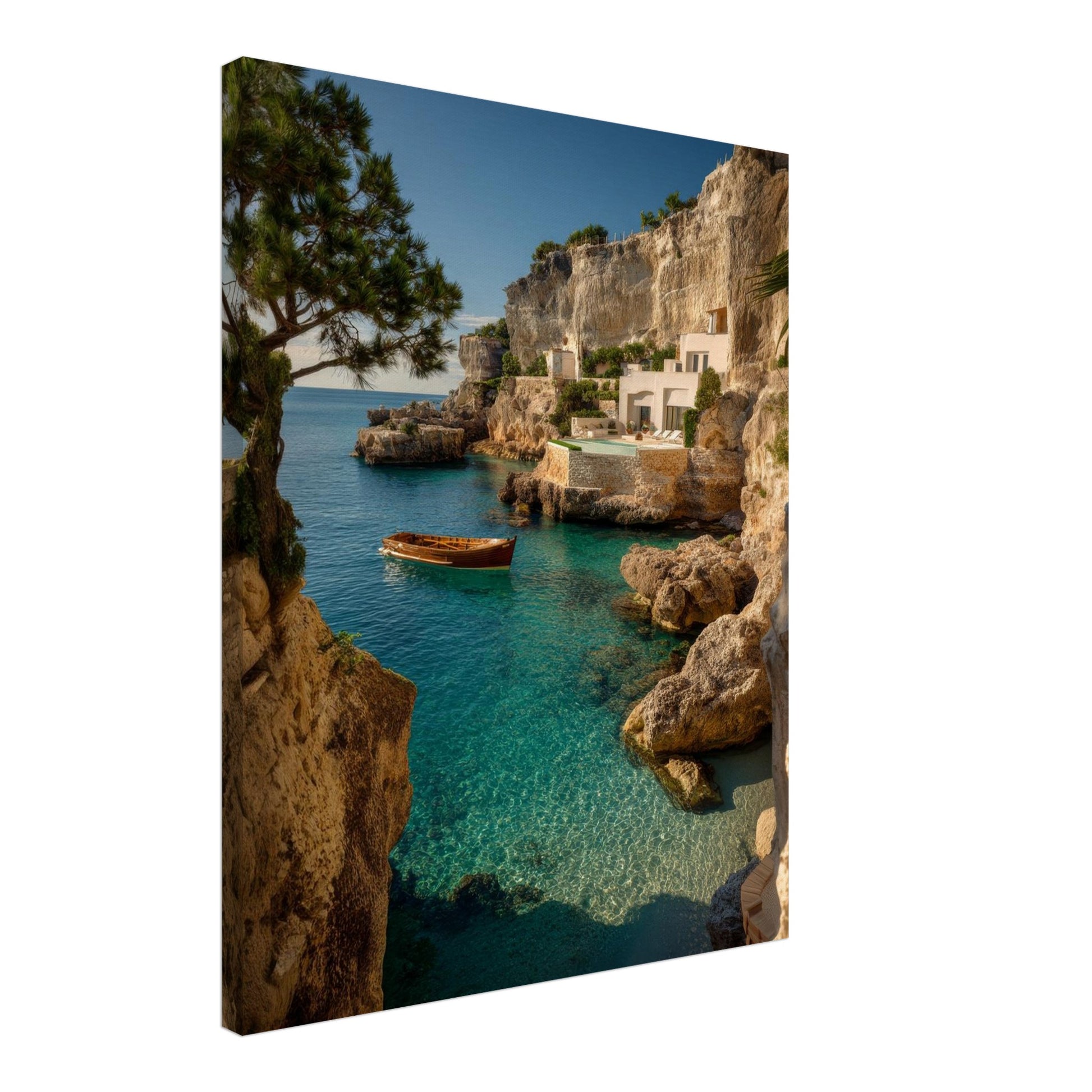 Side angle view of the Hidden Cove Escape canvas showing the gallery-wrapped edge and 4 cm deep frame