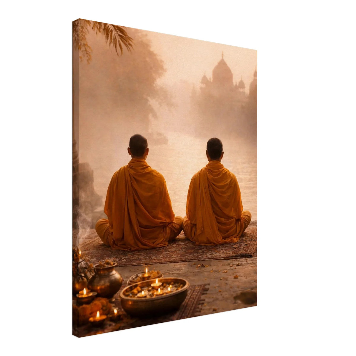 Side view of the India Sacred Silence canvas stretched over a 4 cm deep wooden frame