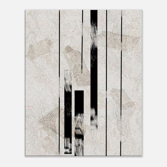 Inked Stone Japanese canvas wall art with black ink strokes over a pale textured stone background