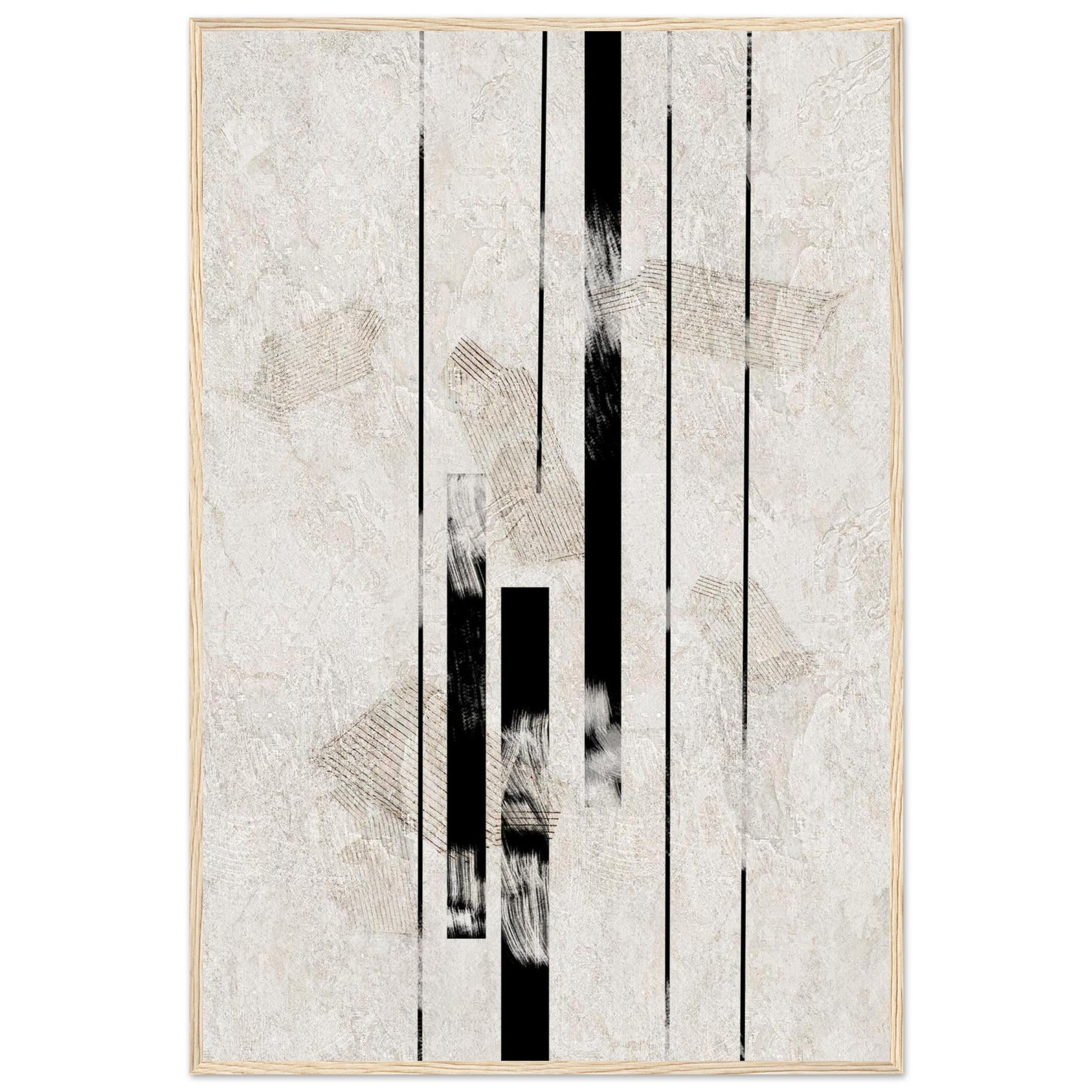 Inked Stone framed print in a natural wood frame