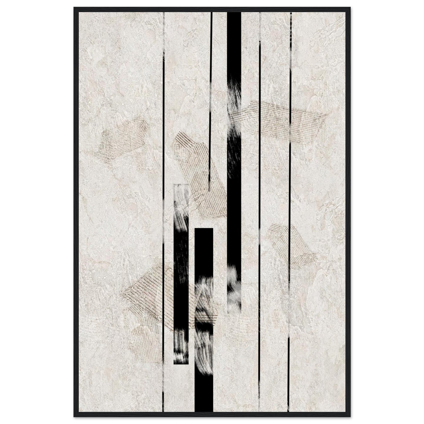 Inked Stone Japanese framed wall art in a black wooden frame with plexiglass