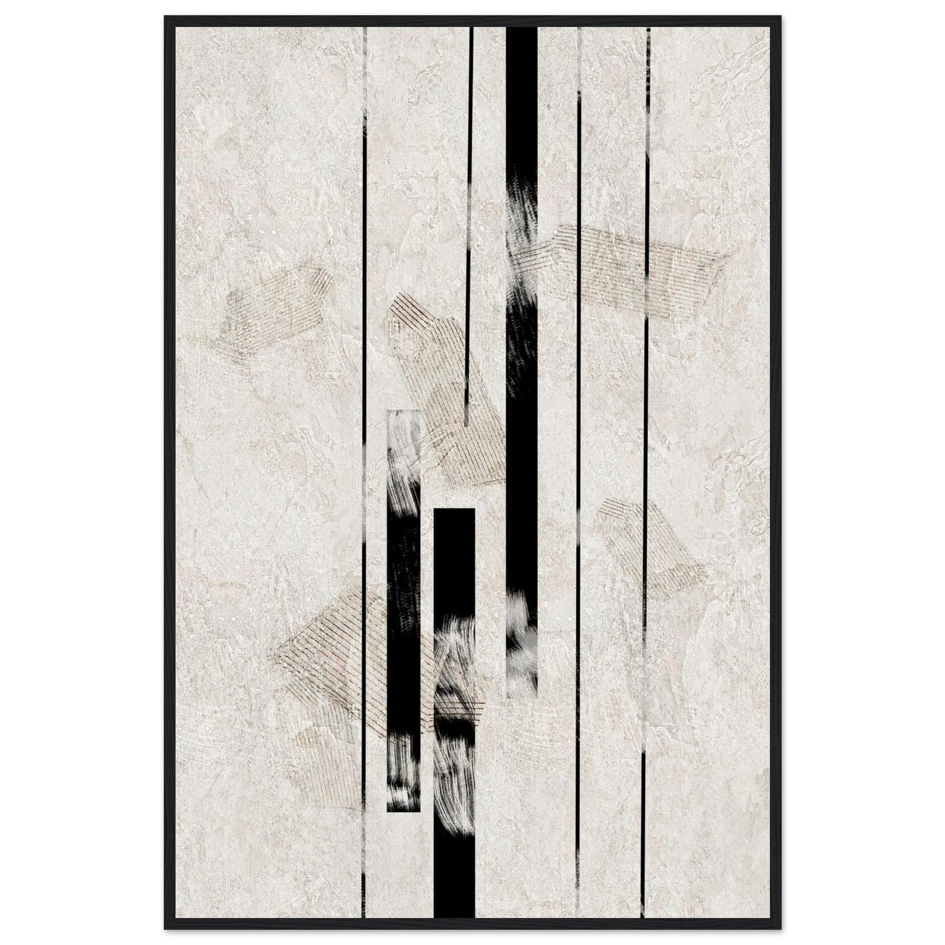Inked Stone Japanese framed wall art in a black wooden frame with plexiglass
