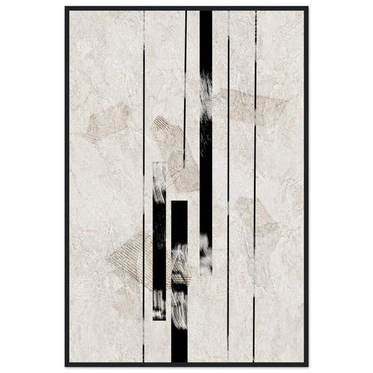 Inked Stone Japanese framed wall art in a black wooden frame with plexiglass