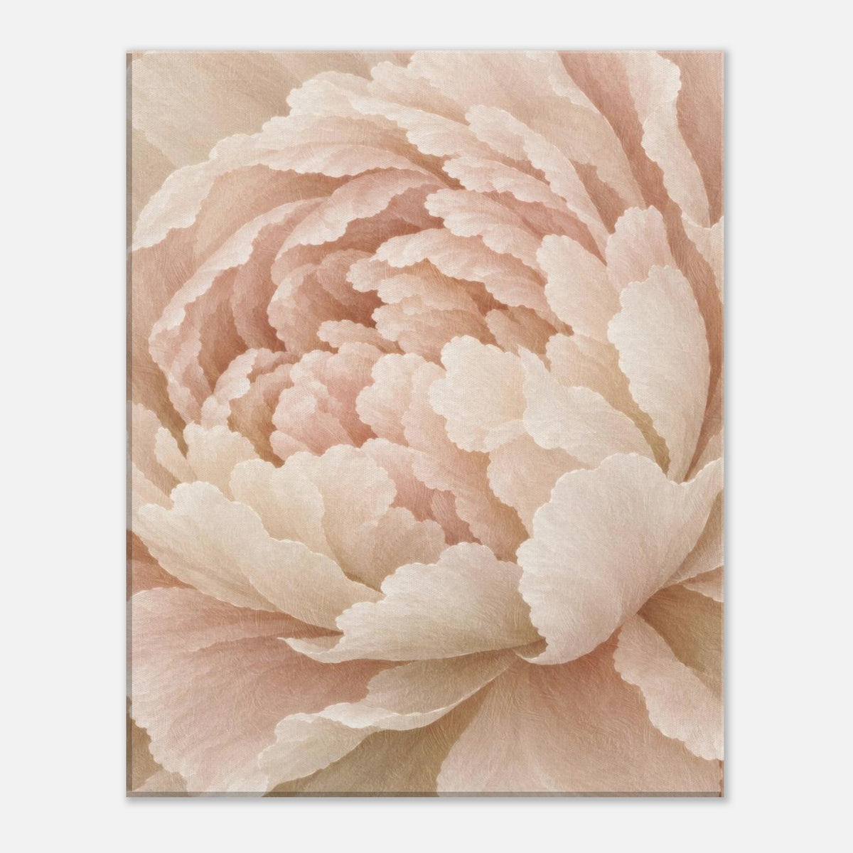 Ivory Peony cream floral canvas with a muted blush peony, front view