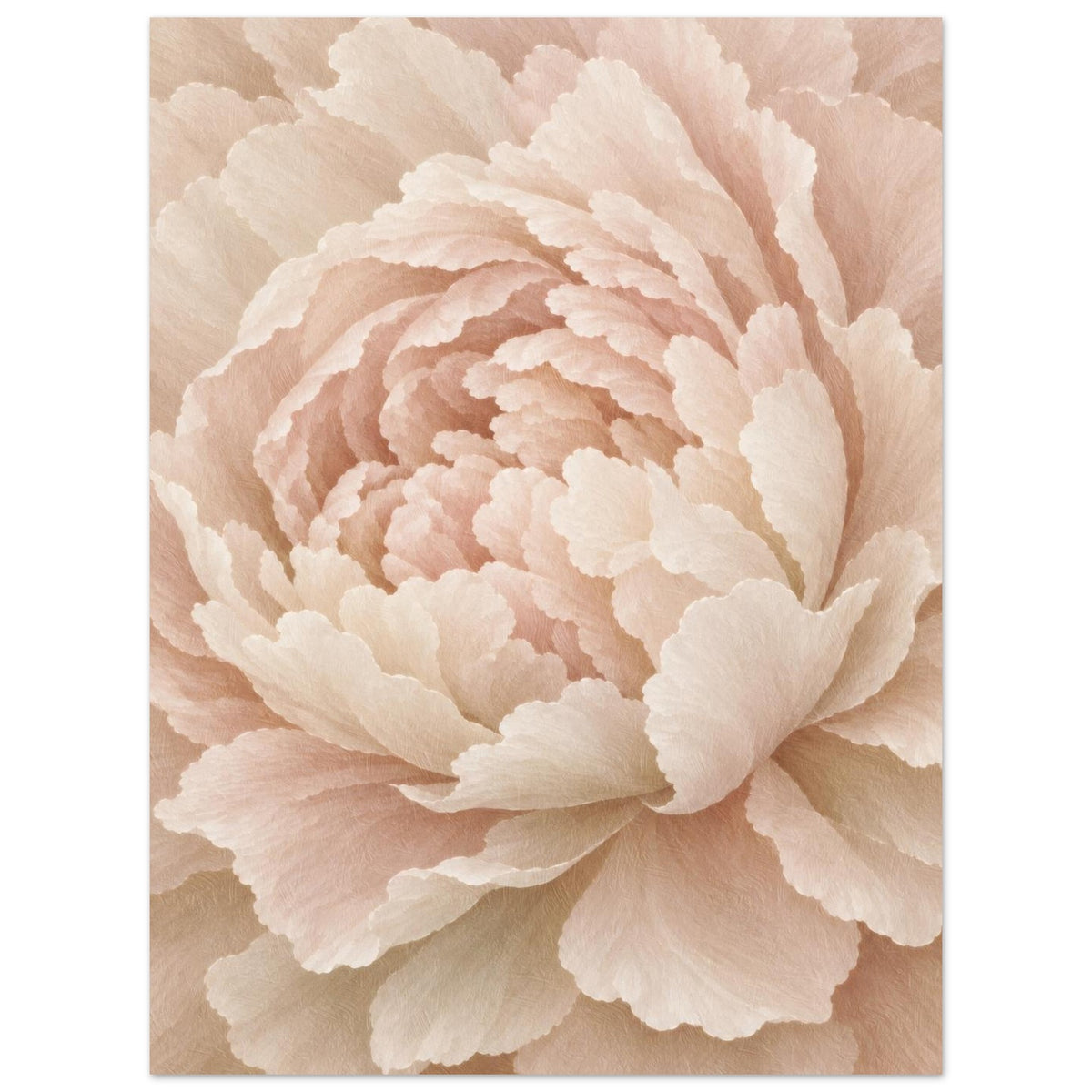 Ivory Peony cream floral poster with a muted blush peony, unframed