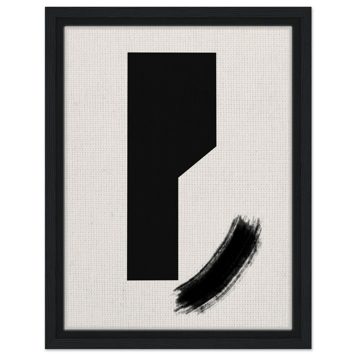 Japanese inspired minimalist artwork with bold black form and brushstroke