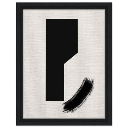 Japanese inspired minimalist artwork with bold black form and brushstroke