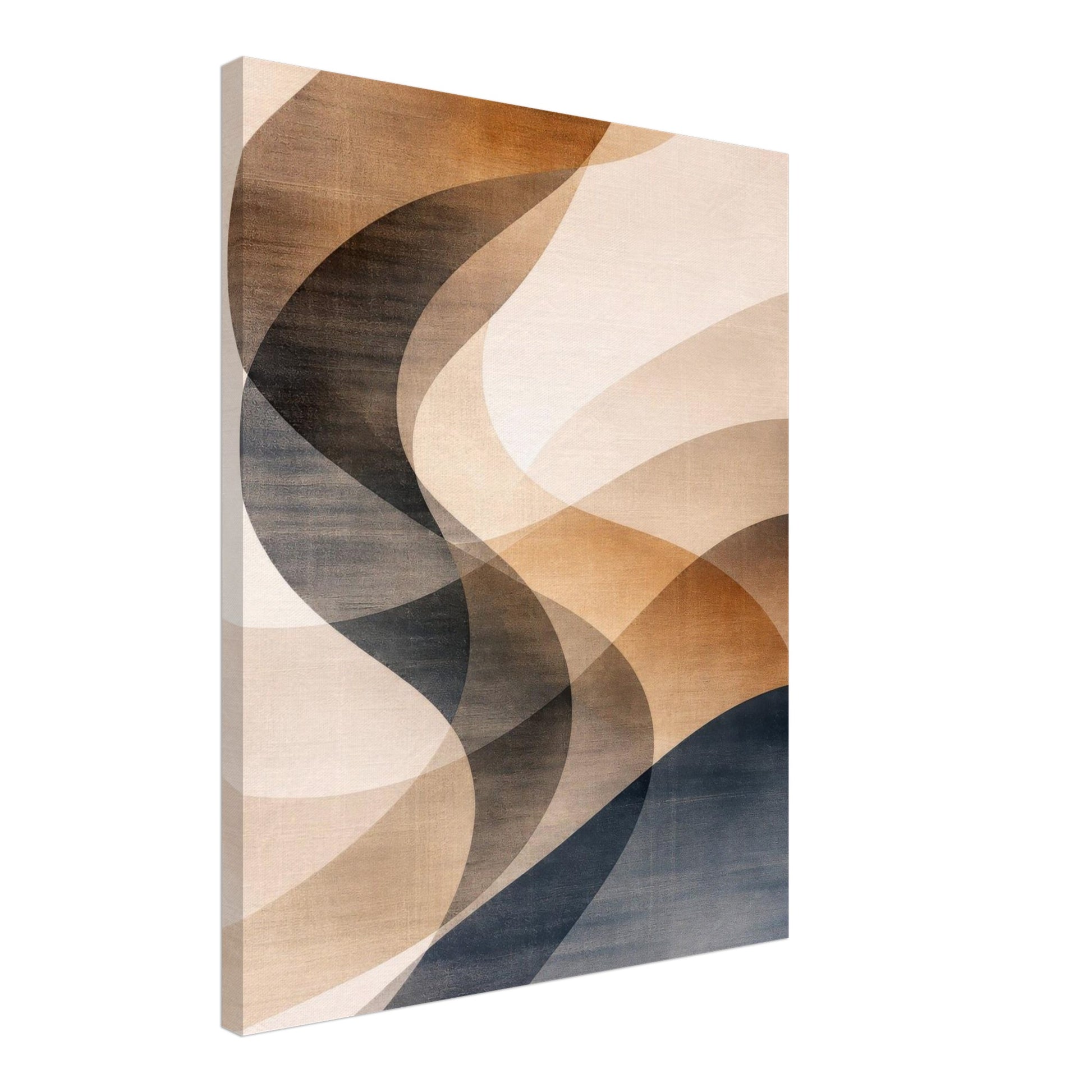 Angled view of the stretched canvas showing the 4 cm deep wooden frame edge
