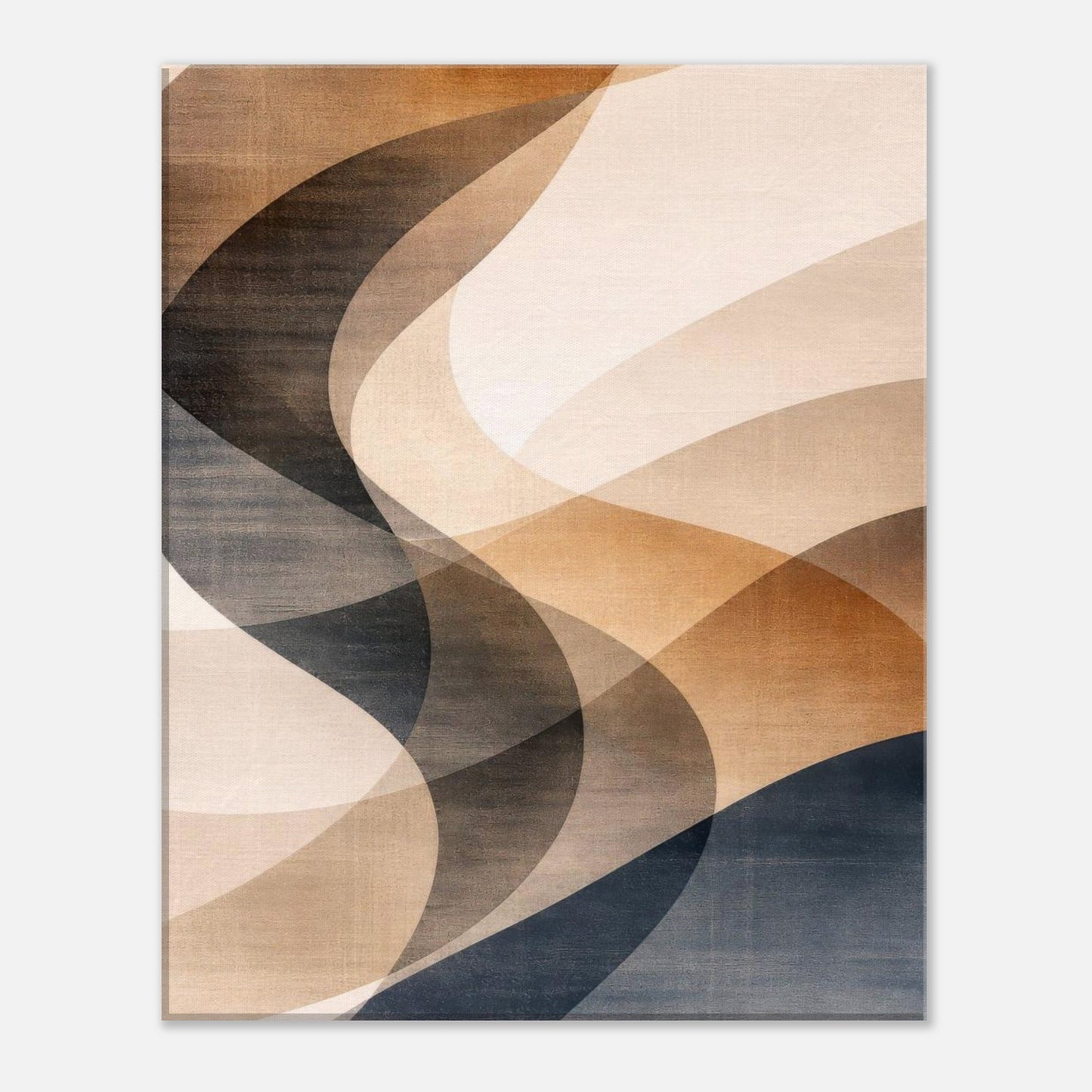 Full composition of overlapping curved forms in warm neutral tones