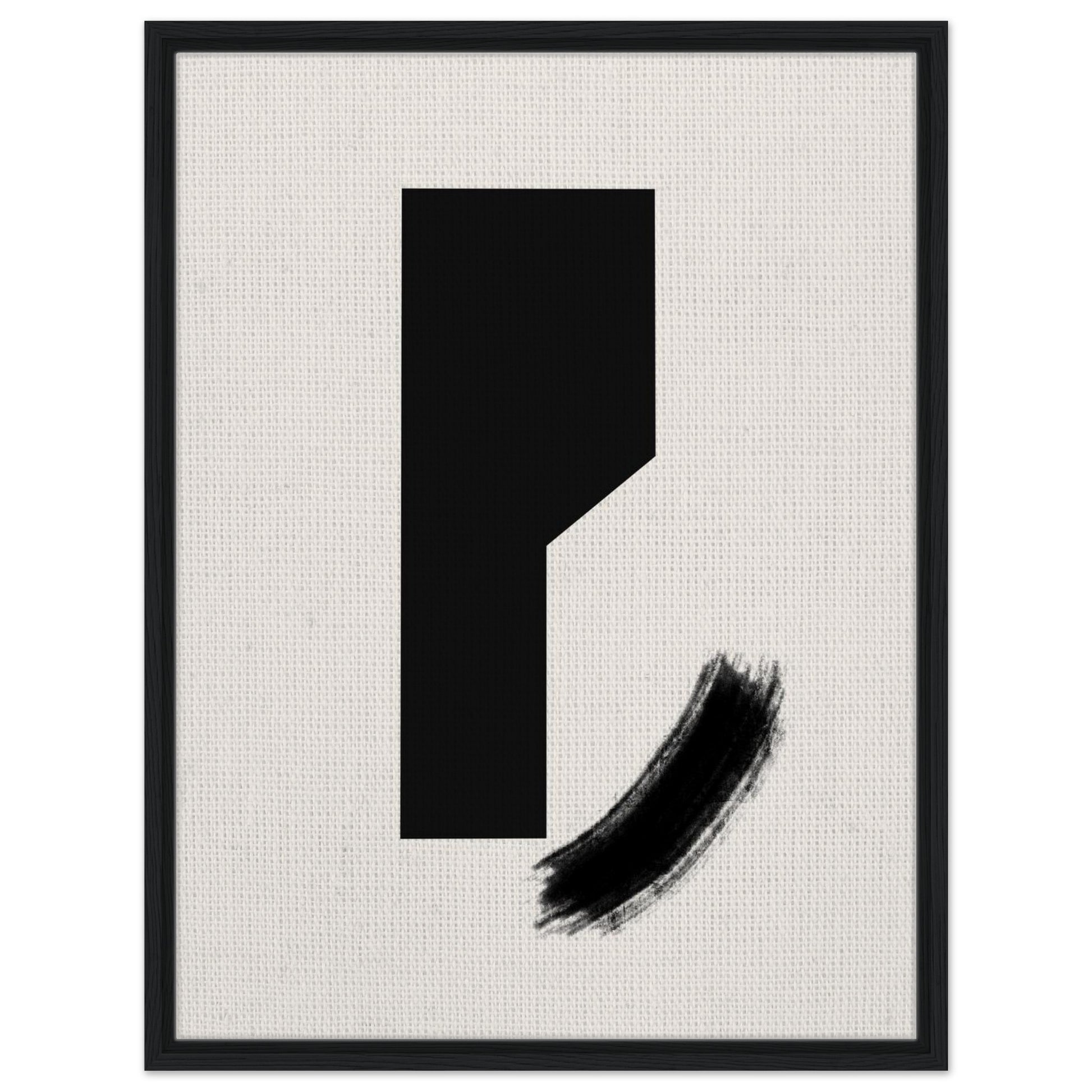 Minimal black abstract wall art with bold geometric form and expressive brushstroke
