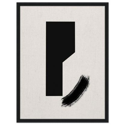 Minimal black abstract wall art with bold geometric form and expressive brushstroke