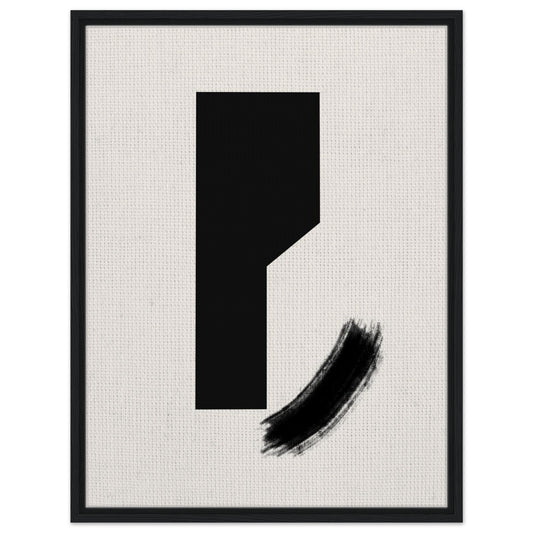 Minimal black abstract wall art with bold geometric form and expressive brushstroke
