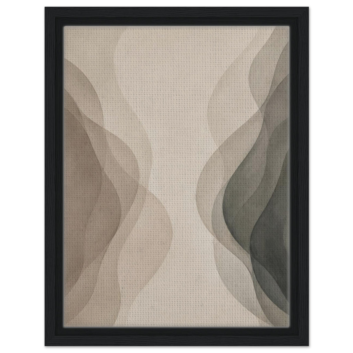 Minimal organic wall art with flowing taupe beige and charcoal forms
