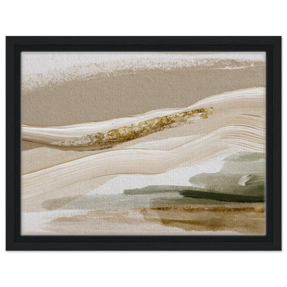 Minimal sage and ivory artwork with delicate earthy details in black frame