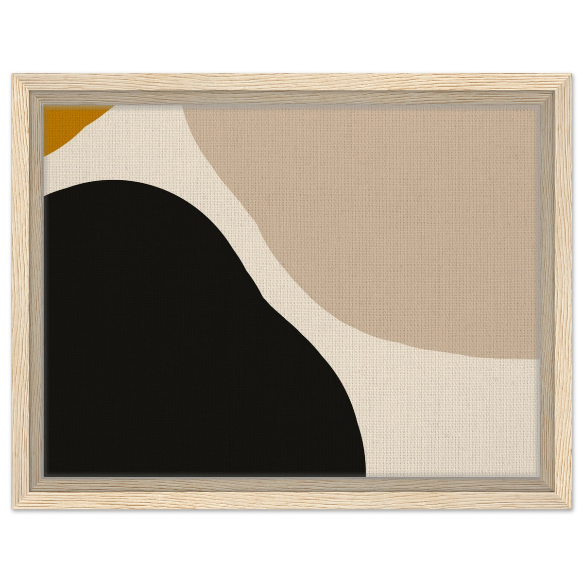 Minimalist abstract canvas wall art in a natural wood frame
