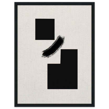 Minimalist black geometric wall art with bold shapes and expressive brushstroke