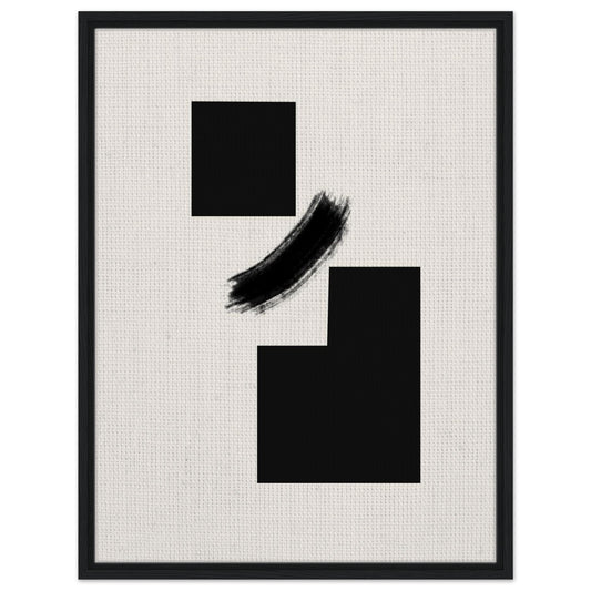 Minimalist black geometric wall art with bold shapes and expressive brushstroke