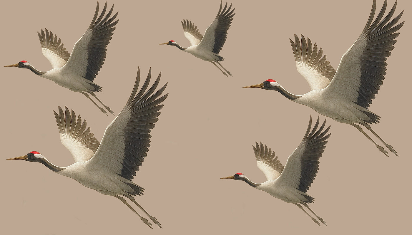 Minimalist crane wall art with neutral tones for modern interior decor