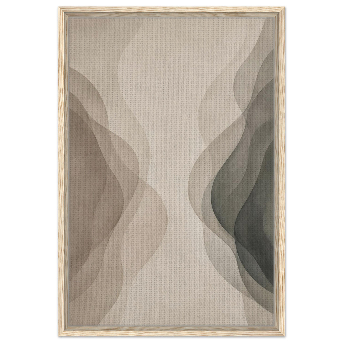 Minimalist earth tone art print with beige taupe and charcoal organic forms