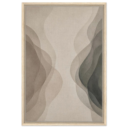 Minimalist earth tone art print with beige taupe and charcoal organic forms
