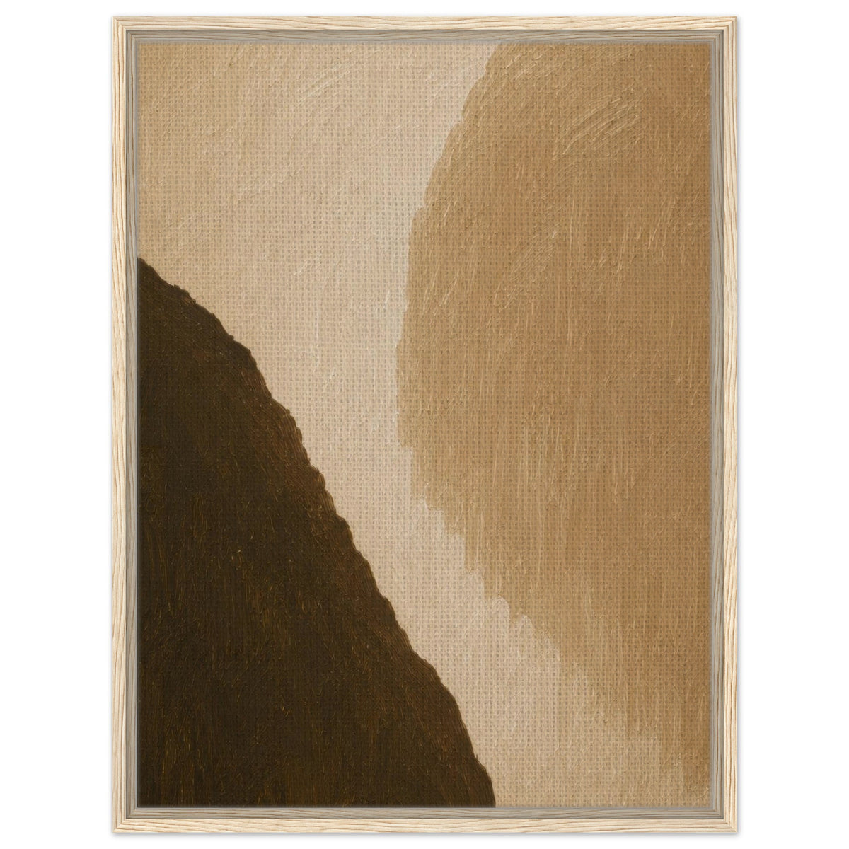 Minimalist geometric canvas art in tan cream and dark brown tones