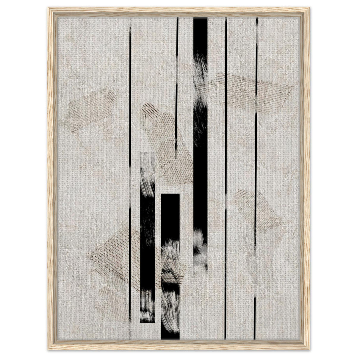 Minimalist linear abstract wall art in black beige and soft neutral tones
